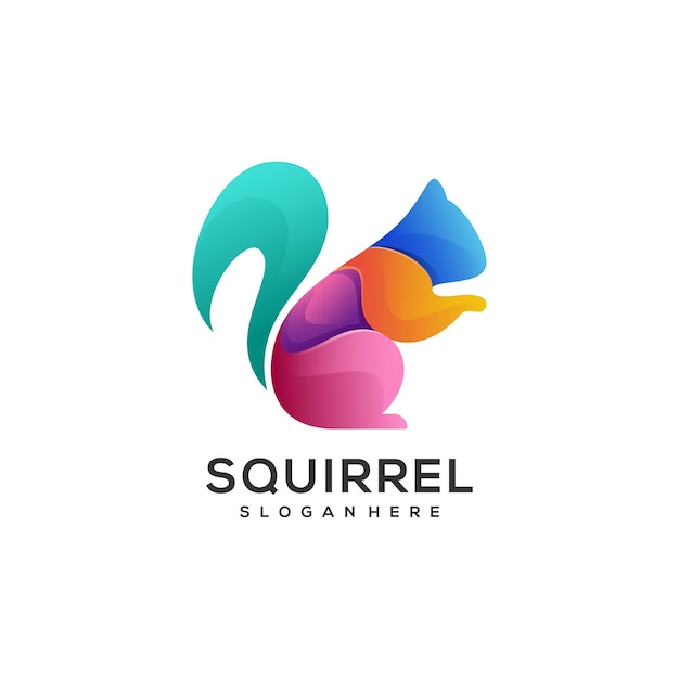 Logo Illustration Style Coloré Dégradé écureuil