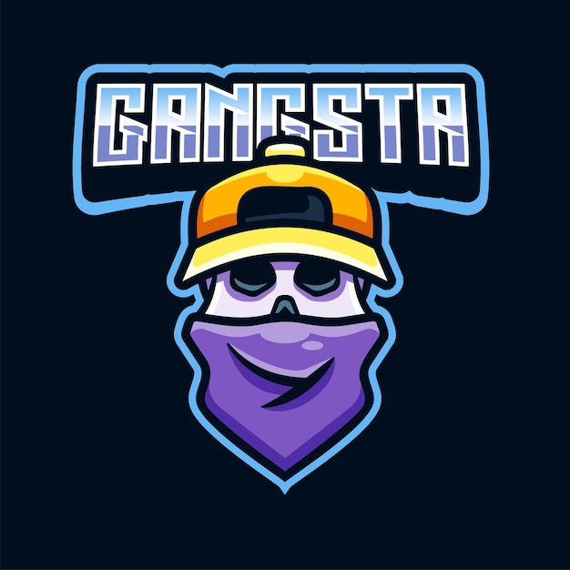 Logo D'illustration De Tête De Crâne De Gangsta