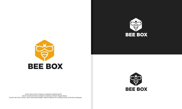 Logo Illustration Vectorielle Graphique D'abeille Combiné Avec Boîte