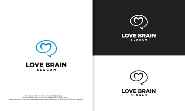 Logo illustration vectorielle graphique de l'amour cerveau monoline