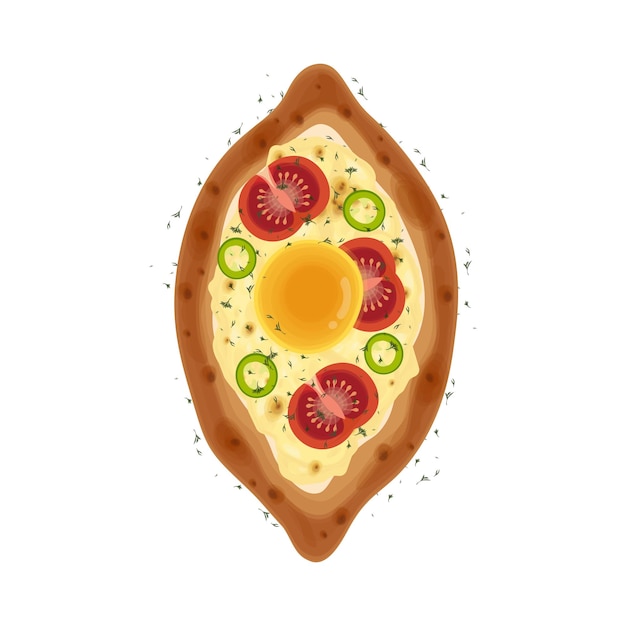 Vecteur logo d'illustration vectorielle de khachapuri avec des œufs et des légumes