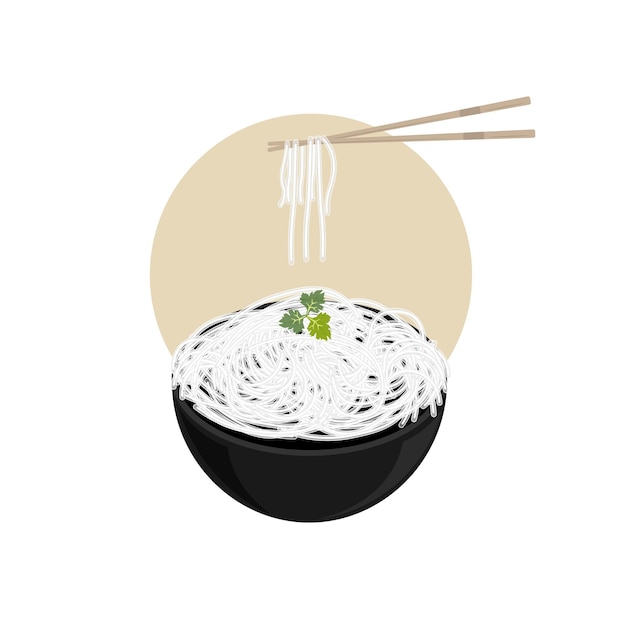 Vecteur le logo de l'illustration vectorielle des nouilles blanches de shirataki