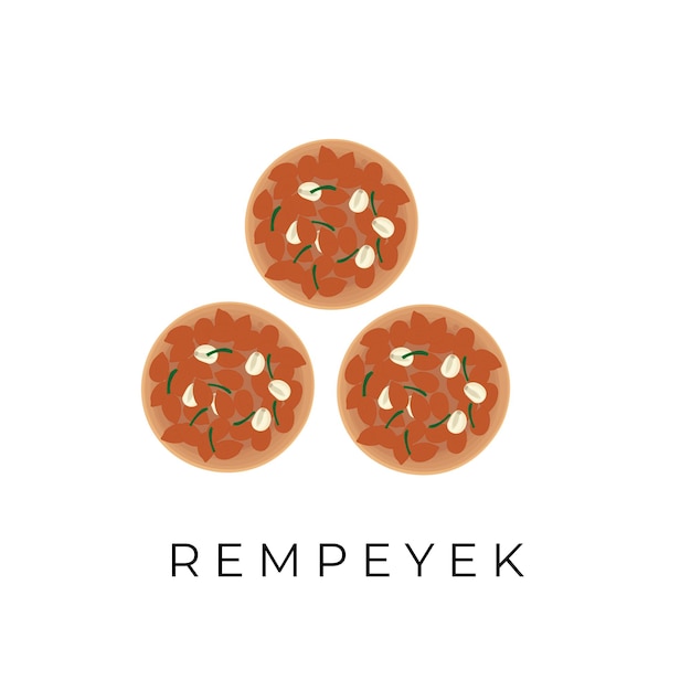 Vecteur logo d'illustration vectorielle de nourriture indonésienne rempeyek kacang ou peyek kacang