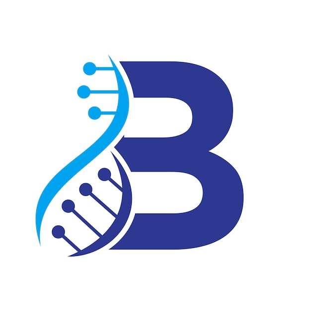 Logo initial de l'ADN sur la lettre B Modèle de vecteur pour le symbole des soins de santé
