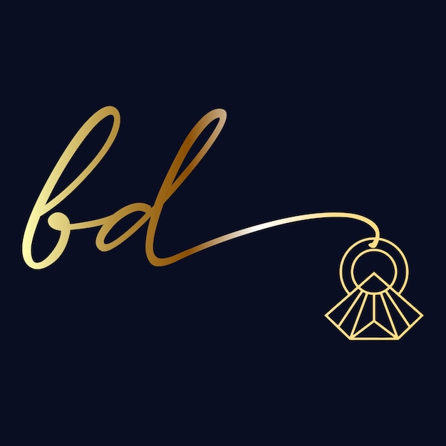 Logo initial BD Modèle vectoriel de logo de bijoux d'écriture de mariage