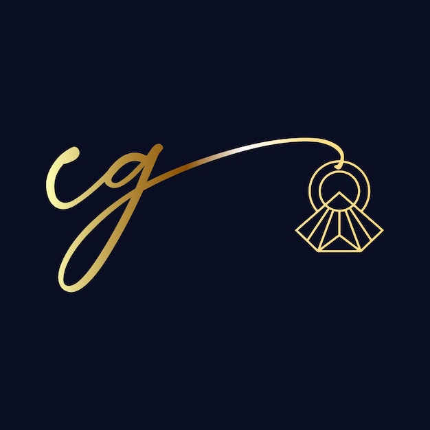 Logo initial CG Modèle vectoriel de logo de bijoux d'écriture de mariage