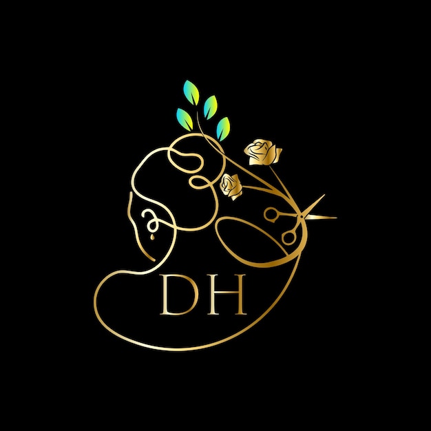 Vecteur logo initial dh, salon, modèle vectoriel luxury cosmetics spa beauty