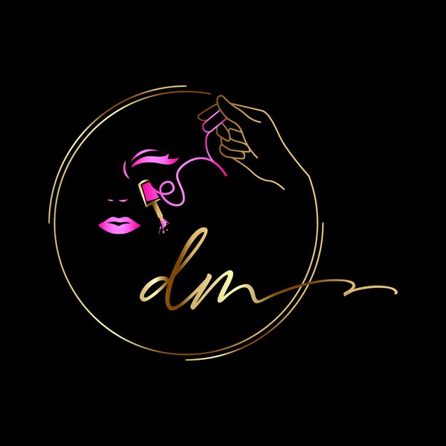 Vecteur logo initial dm, ongles, modèle vectoriel luxury cosmetics spa beauty