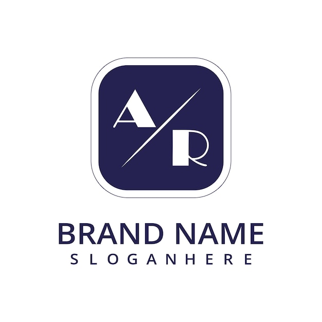 Vecteur logo initial du monogramme ar avec dsign de style rectangulaire