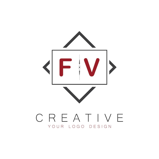 Logo initial du monogramme FV avec un design créatif de style carré