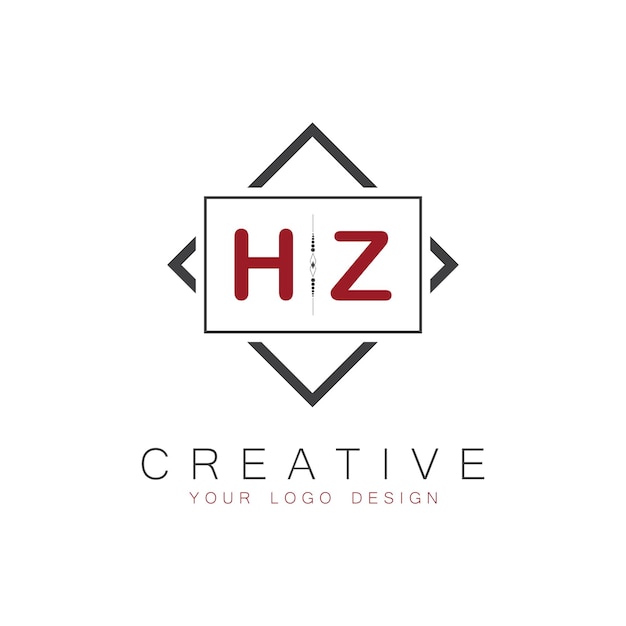 Logo initial du monogramme HZ avec un design créatif de style carré