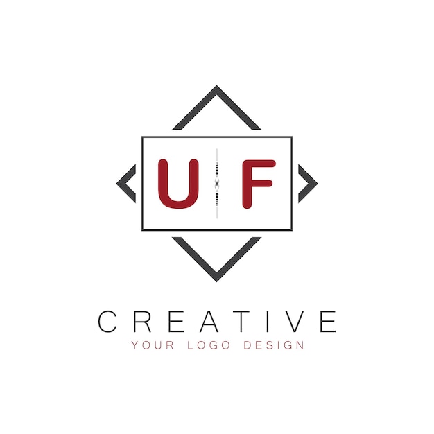Logo initial du monogramme UF avec un design créatif de style carré