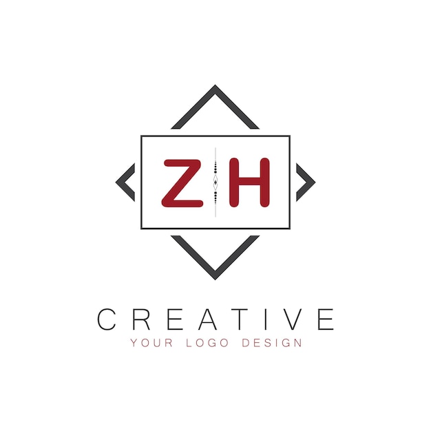 Logo initial du monogramme ZH avec un design créatif de style carré