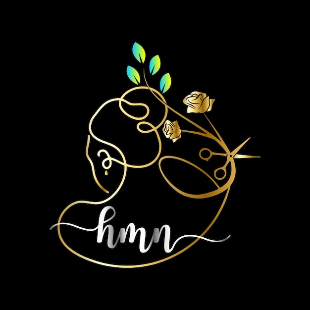 Logo Initial Hmn, Salon, Modèle Vectoriel Luxury Cosmetics Spa Beauty