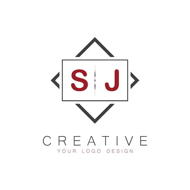 Logo initial de monogramme SJ avec un design de style carré créatif