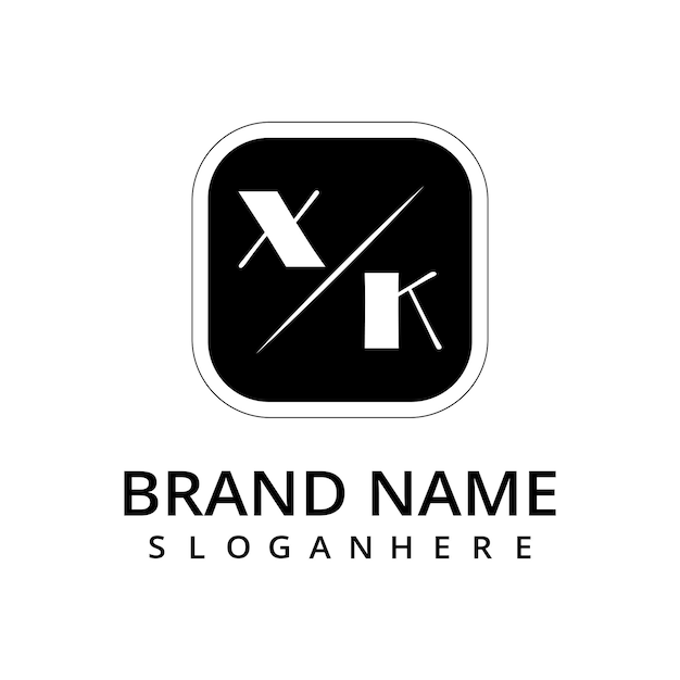 Vecteur logo initial monogramme xk avec dsign de style rectangle