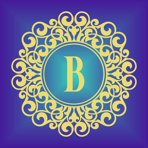 Vecteur logo initial avec l'ornement de la beauté baroque