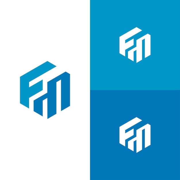 Logo des initiales FM, logo de forme hexagonale moderne monogramme