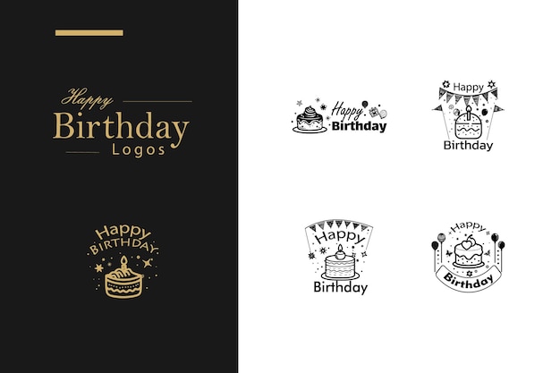 Le logo innovant du joyeux anniversaire Bundle Branding de style classique