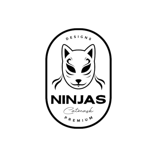 Logo D'insigne Vintage De Masque De Chat Ninja