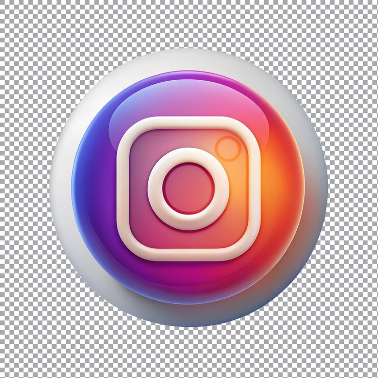 Vecteur logo d'instagram en cercle 3d isolé sur un fond transparent