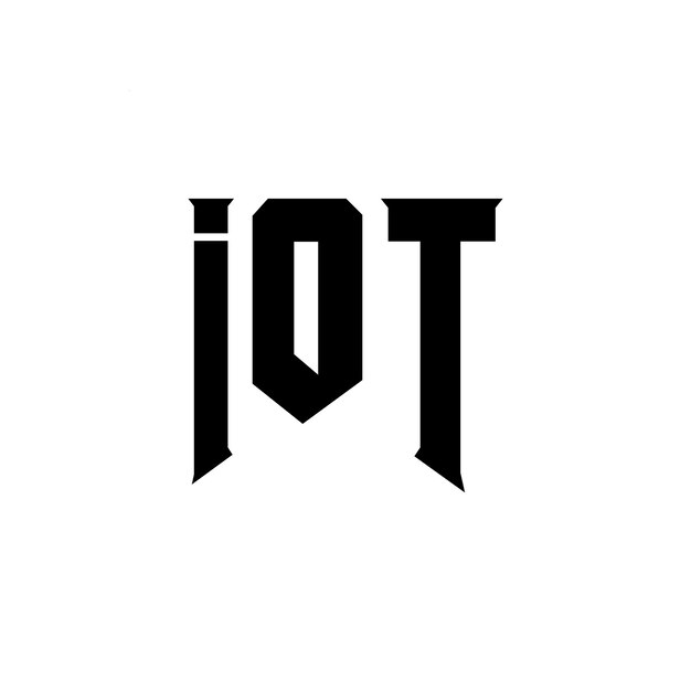 Le logo IOT est une combinaison de couleurs en noir et blanc, le logo IOT vectoriel, l'icône IOT, l'alphabet IOT et la typographie.