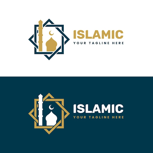 Vecteur logo islamique doré en deux couleurs