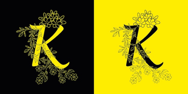 Vecteur un logo jaune et noir avec la lettre k dessus