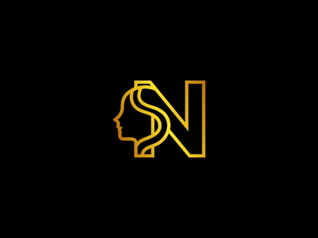 Vecteur un logo jaune et noir avec un visage de femme