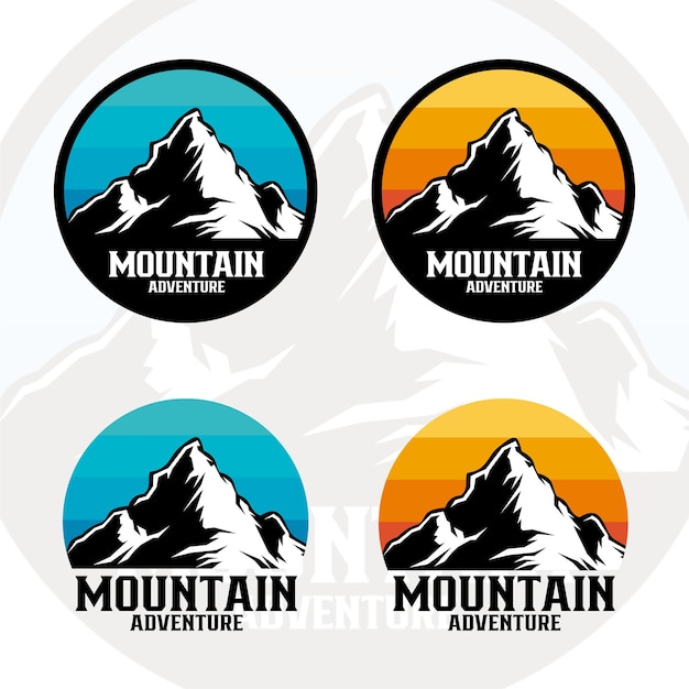 Vecteur logo de jeu d'aventure en montagne