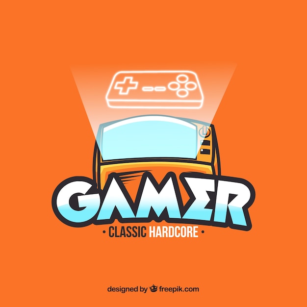 Vecteur logo de jeu avec console