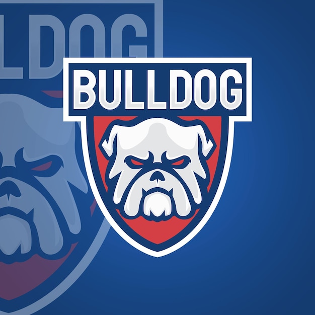 Vecteur logo de jeu esport mascotte bouledogue