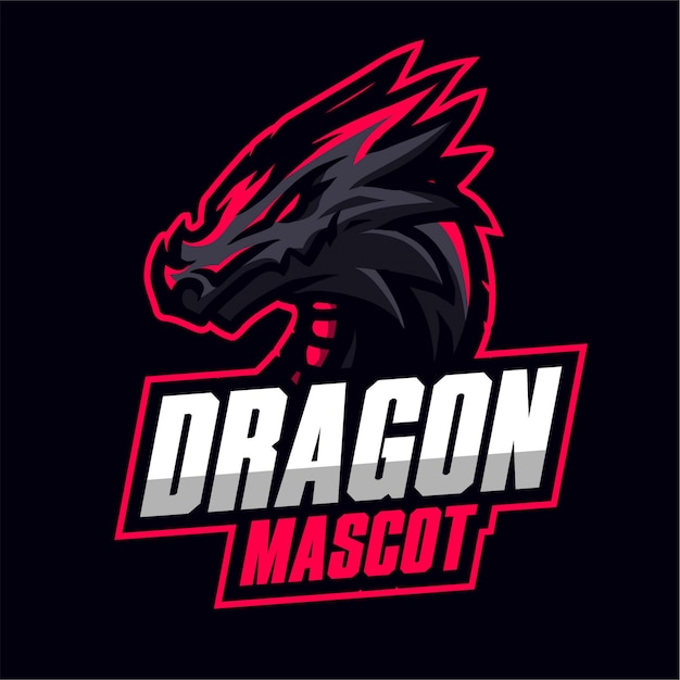 Logo De Jeu De La Mascotte De Dragon Noir