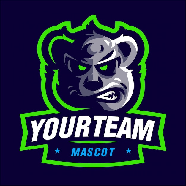 Logo De Jeu Mascotte Ours En Colère