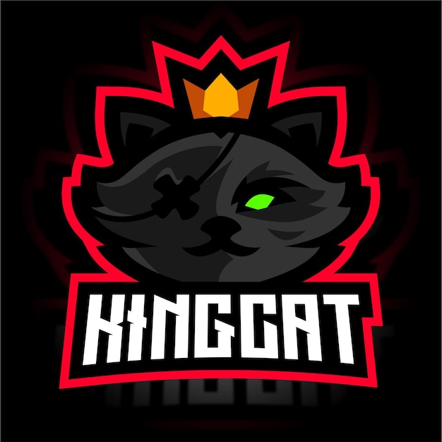 Logo De Jeu De Mascotte Roi Chat Noir