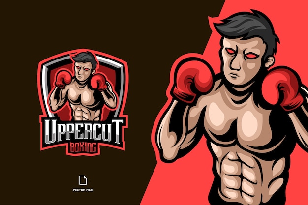 Logo De Jeu De Personnage De Mascotte De Boxe Pour Modèle D'équipe De Sport