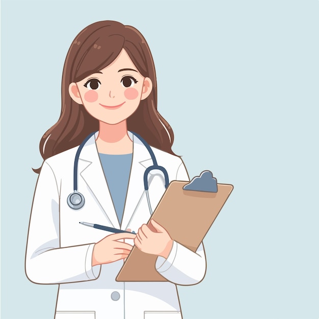 logo jolie femme médecin dessin animé