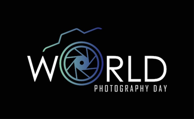 Vecteur logo de la journée mondiale de la photographie sur fond blanc