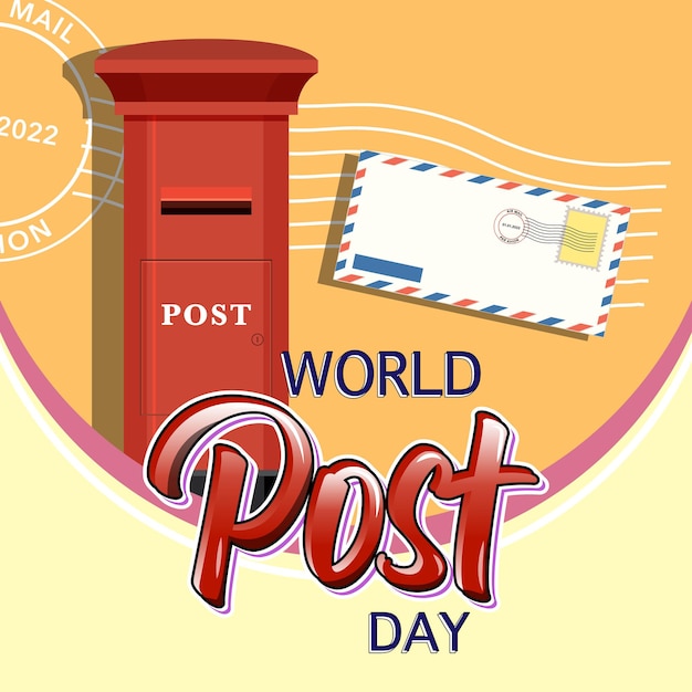 Logo De La Journée Mondiale De La Poste Avec Boîte Aux Lettres Et Enveloppe