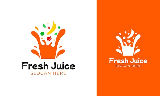 Logo De Jus Avec Concept De Fruits Et éclaboussures Pour étiquette De Boisson