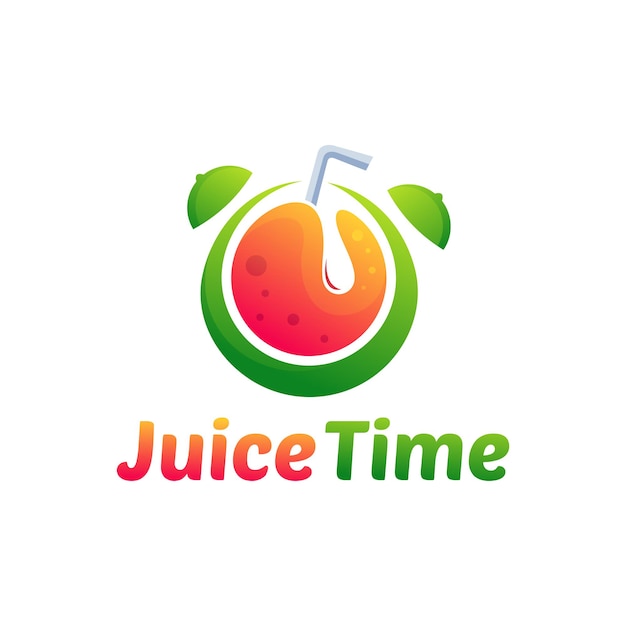 Vecteur logo de jus avec concept d'horloge