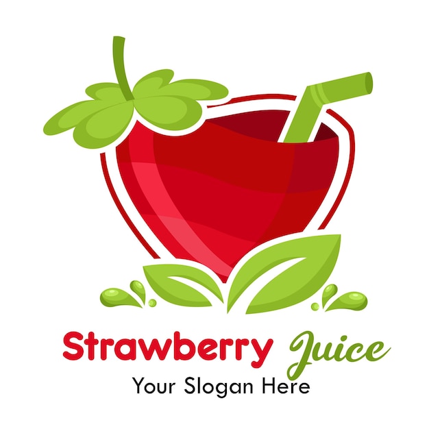 Logo De Jus De Fraise. Conception De Boissons Fraîches. Votre Slogan Ici