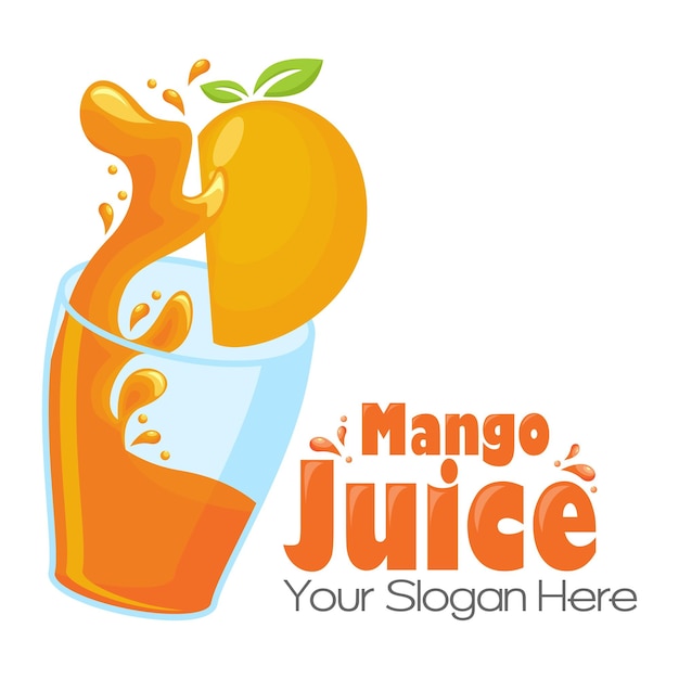 Vecteur logo de jus de mangue. conception de boissons fraîches. votre slogan ici