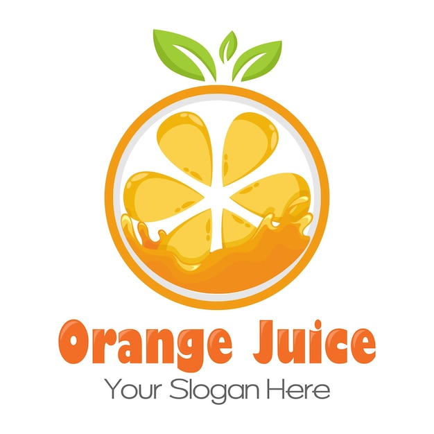 Vecteur logo de jus d'orange. conception de boissons fraîches