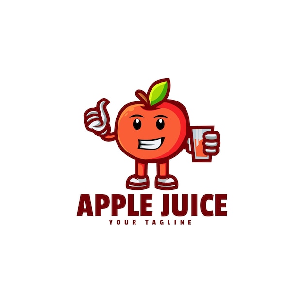 Logo Jus Pomme Dans Style Mascotte Simple