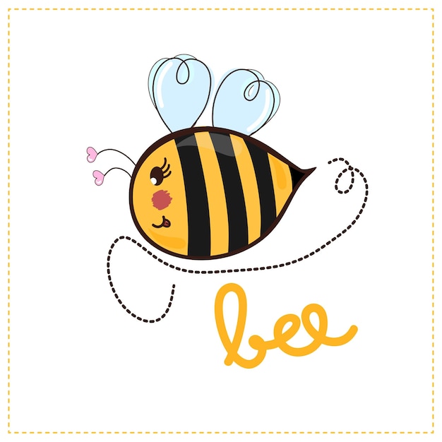 Vecteur logo kawaii mignon abeille