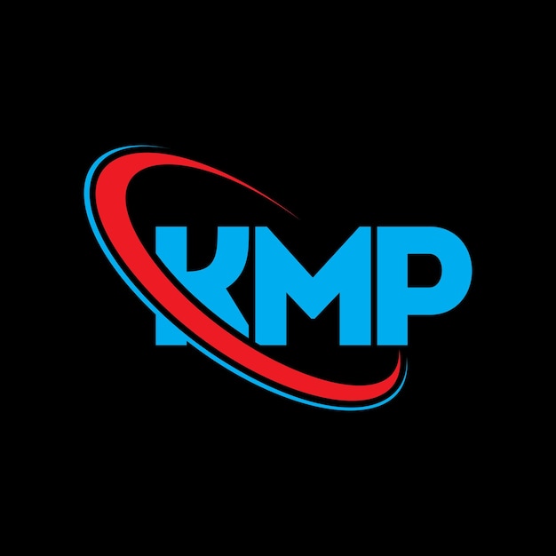 Vecteur le logo kmp, la lettre kmp, les initiales kmp, le logo kmp relié à un cercle et à un monogramme en majuscules, la typographie kmp pour les entreprises technologiques et la marque immobilière.