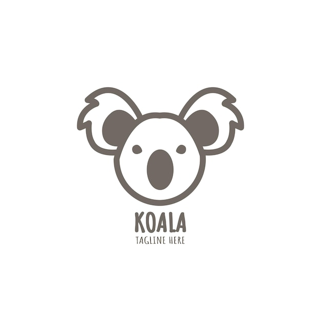 Logo Koala Avec Illustration Vectorielle De Style Contour.