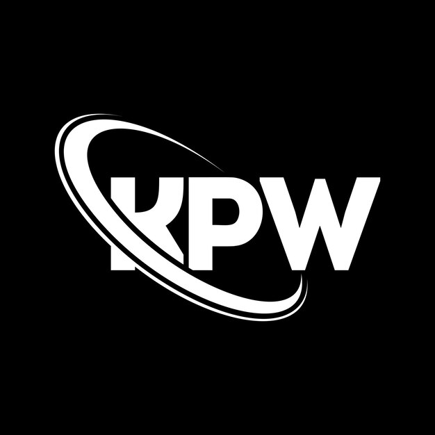Logo KPW lettre KPW initiales logo KPW lié à un cercle et un monogramme en majuscules logo KPW typographie pour les entreprises technologiques et la marque immobilière