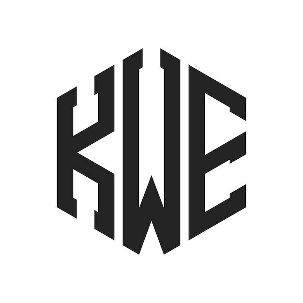 Le logo KWE est conçu avec les initiales KWE et le monogramme en forme d'hexagone.